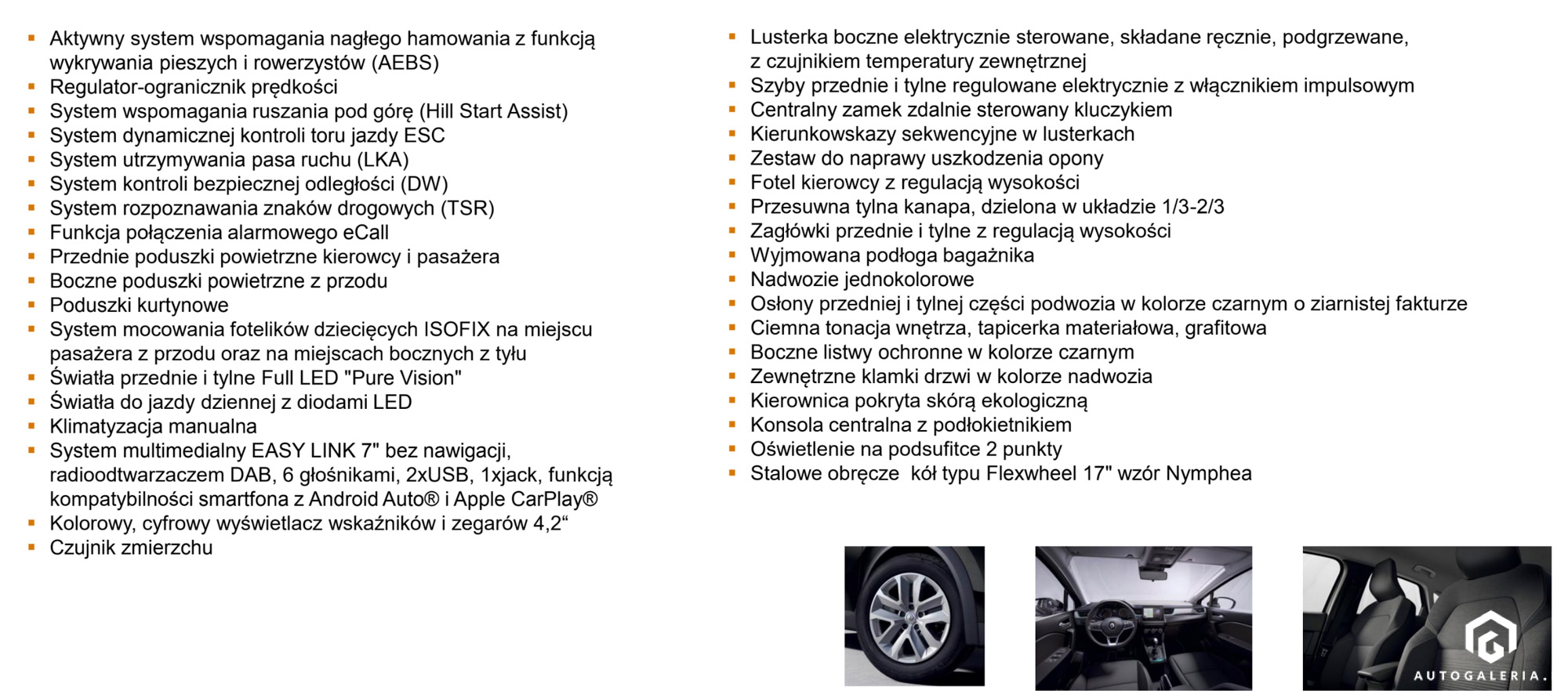 Renault Captur Specyfikacja